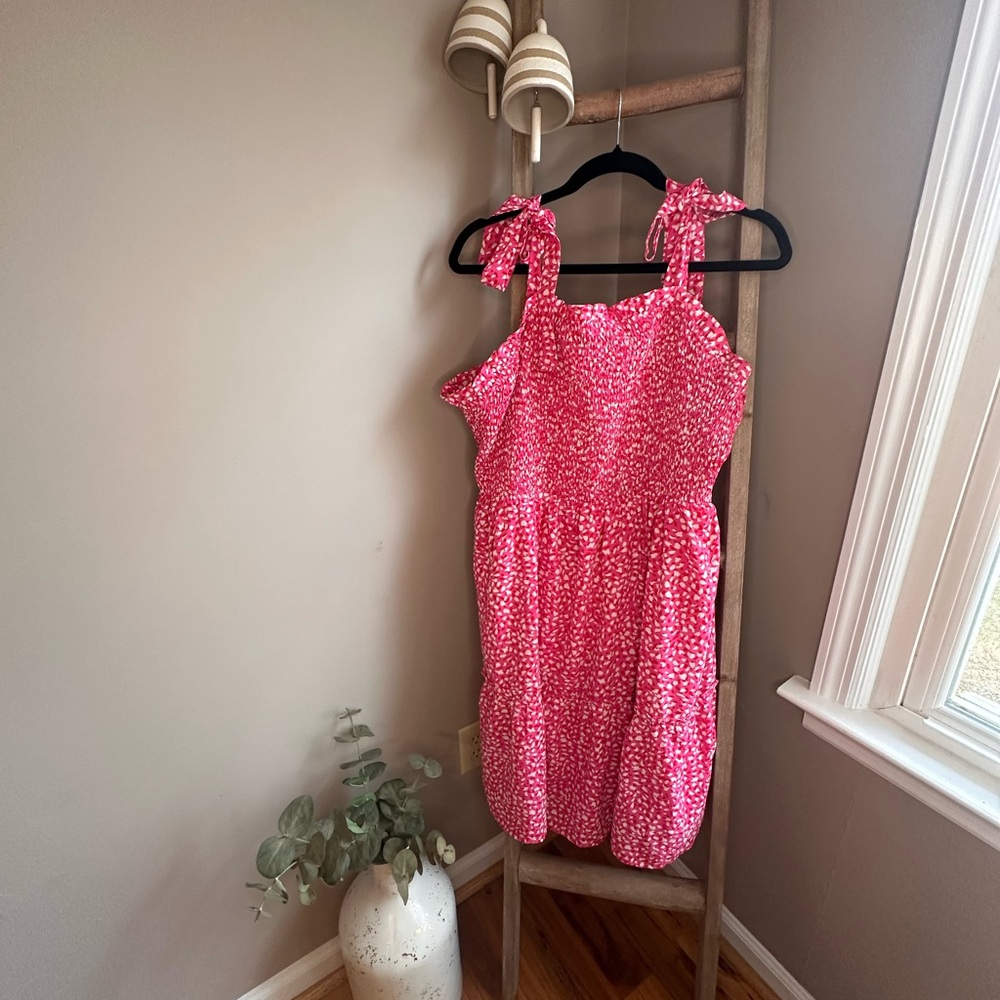 Pink Floral Tie-Shoulder Dress